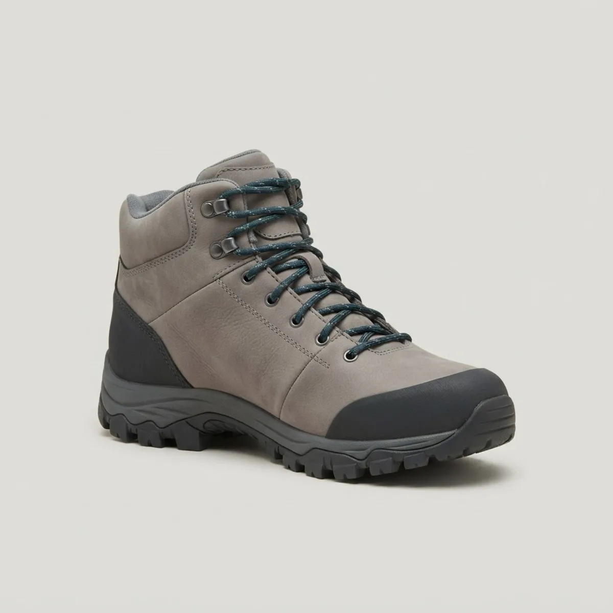 Bota de trekking Aldarri Gorbeia Dry mujer, color gris piedra con detalles turquesa, vista lateral