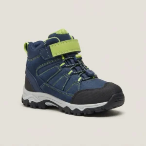 Bota infantil Aldarri Txiki Dry, color azul marino y lima, vista lateral