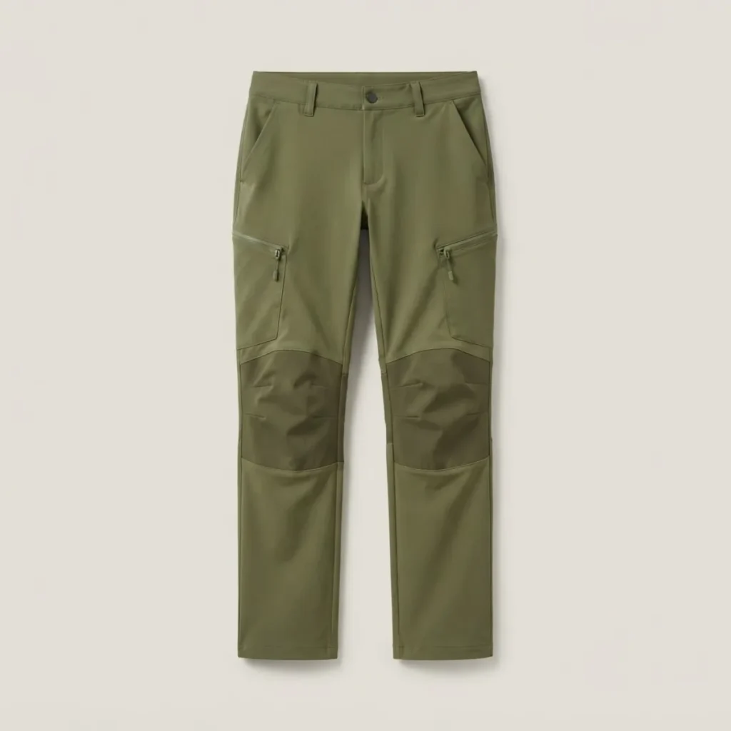Pantalón de trekking Kelpa Trek Pro mujer, color verde oliva, extendido en plano
