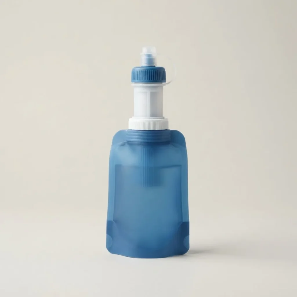 Filtro de agua Ibarlan Garbi, con su bolsa blanda, en azul y blanco