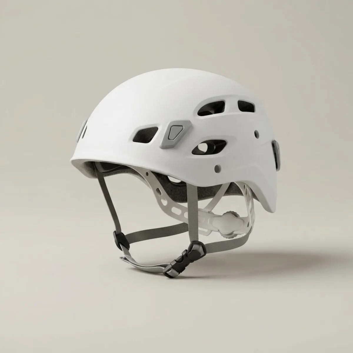 Casco de escalada Zirkon Atalaya, color blanco, vista de tres cuartos