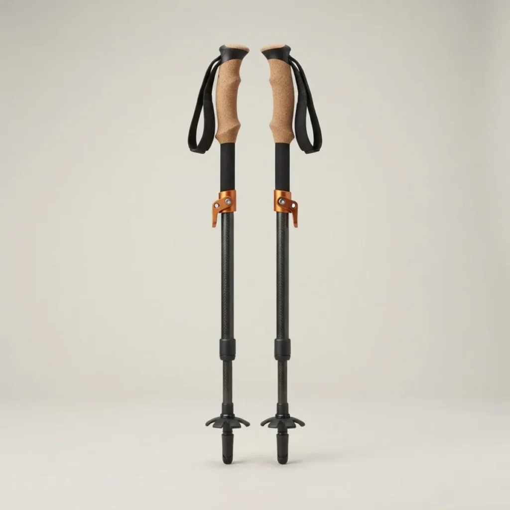 Bastones de trekking Zirkon Bidaia Carbon (par), par en negro con empuñaduras de corcho