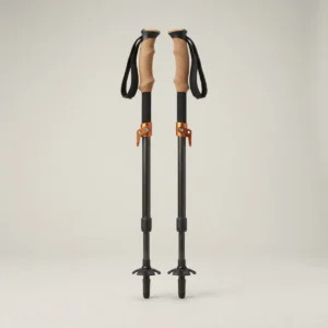 Bastones de trekking Zirkon Bidaia Carbon (par), par en negro con empuรฑaduras de corcho