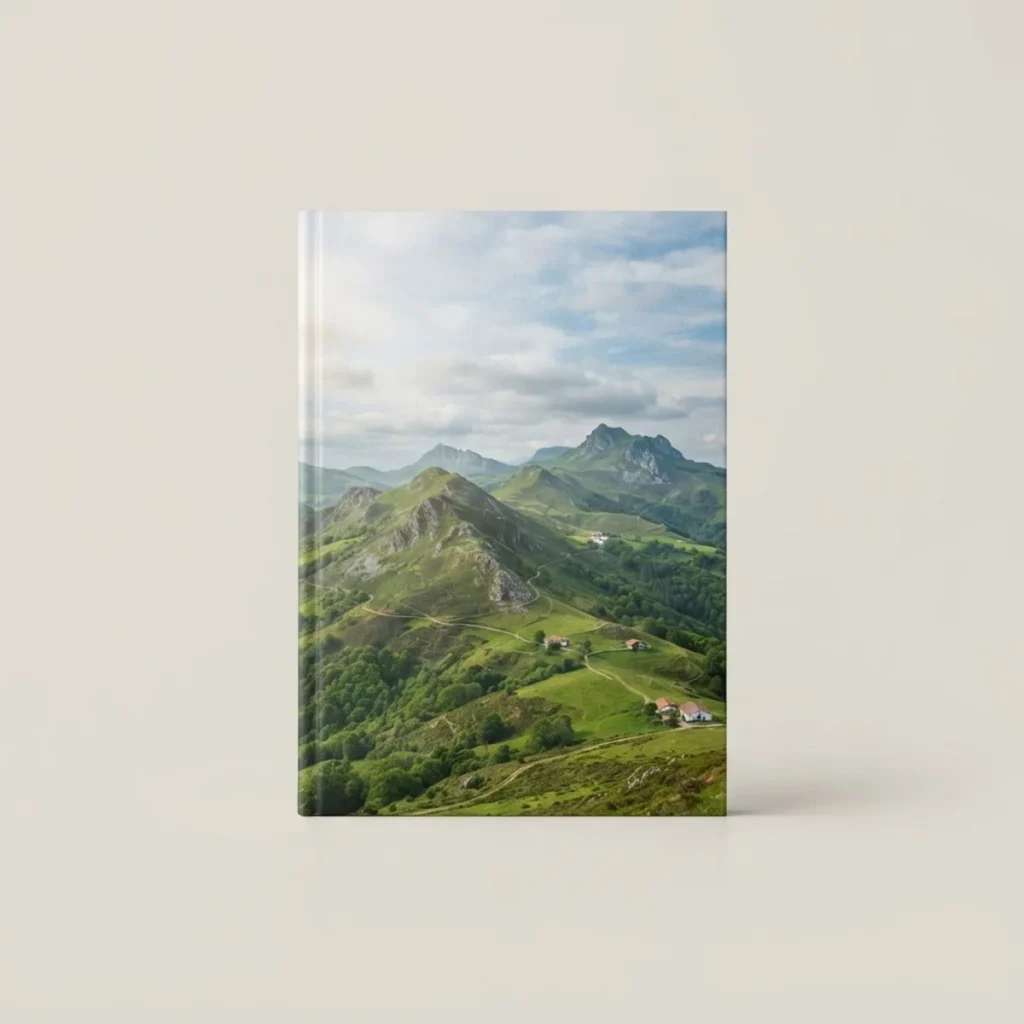 Guía Montes de Bizkaia. 60 rutas, portada con un paisaje de montaña verde